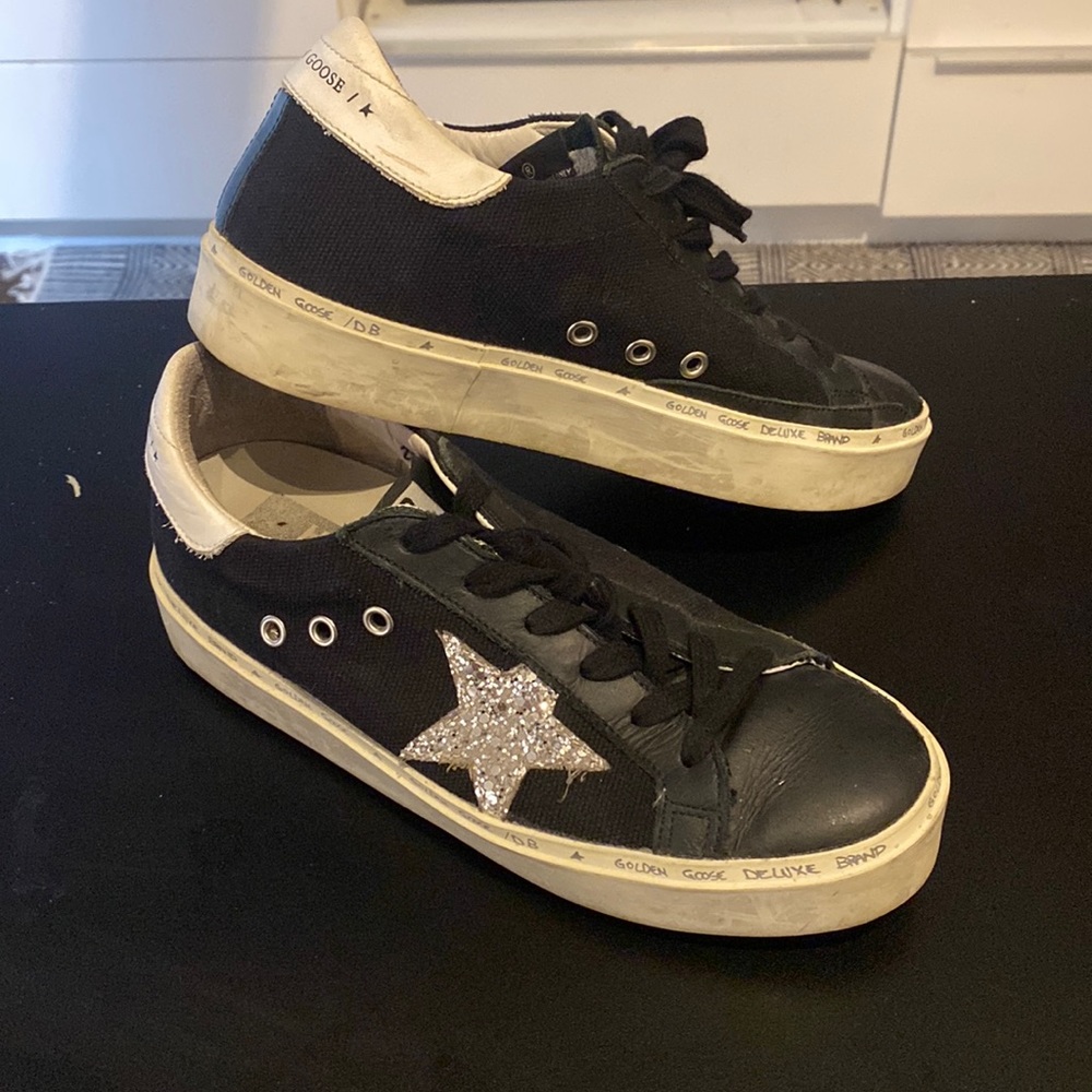 Golden Goose Hi Star Deluxe brand in black leather shoe women’s size 38